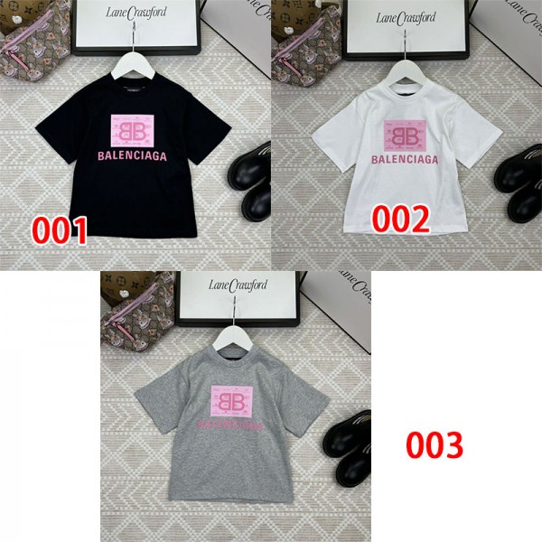 Balenciaga バレンシアガ夏tシャツ 子供服 ブランドかわいいブランド 服 コピー 激安屋20代 30代40代tシャツ 激安パロディtシャツ ユニセック ブランド 90¬160cm