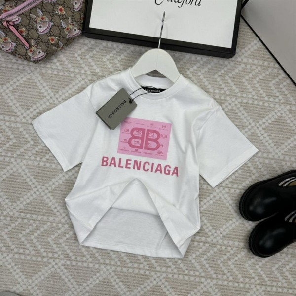 Balenciaga バレンシアガ夏tシャツ 子供服 ブランドかわいいブランド 服 コピー 激安屋20代 30代40代tシャツ 激安パロディtシャツ ユニセック ブランド 90¬160cm