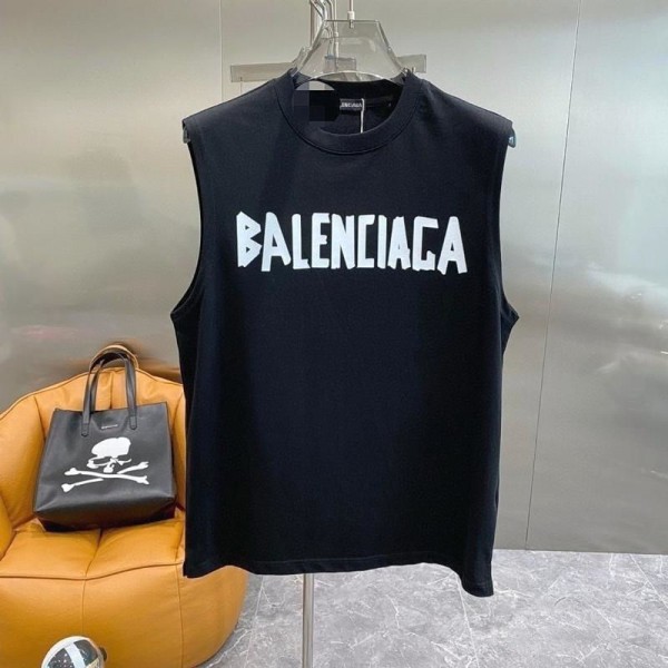 Balenciaga バレンシアガブランドタンクトップ メンズ 綿100% レディース ノースリーブ XS - 5XL 無袖シャツ ゆったり ランニングシャツ 柔らか 夏ファッション Tシャツ 肌着 インナー 袖なしtシャツ ビッグシルエット カジュアル 個性的 おしゃれ 夏