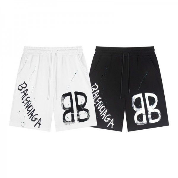 ブランド Balenciaga ハーフパンツ メンズ バレンシアガ ショートパンツ 綿100% 短パン 5分丈 ゆったり M - 3XL カジュアル フィットネスパンツ スポーツ ジムウェア ポケット付き プリント柄 通気防臭 夏 部屋着
