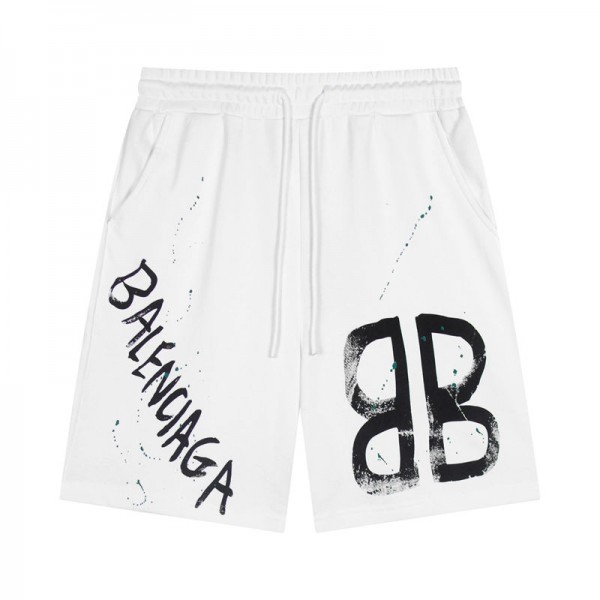 ブランド Balenciaga ハーフパンツ メンズ バレンシアガ ショートパンツ 綿100% 短パン 5分丈 ゆったり M - 3XL カジュアル フィットネスパンツ スポーツ ジムウェア ポケット付き プリント柄 通気防臭 夏 部屋着