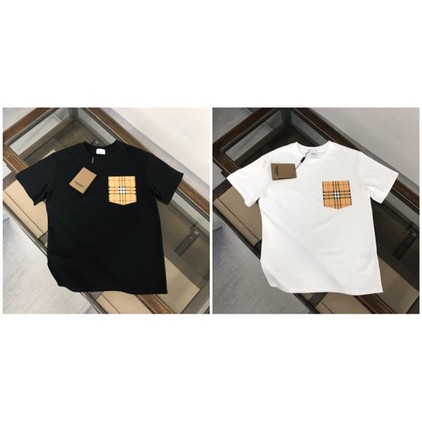 バーバリーtシャツハイブランドBurberry ホワイト ブラック2色 半袖 tシャツ コットン 着心地がよい tシャツ 上着 男女兼用人気 夏服 普段着