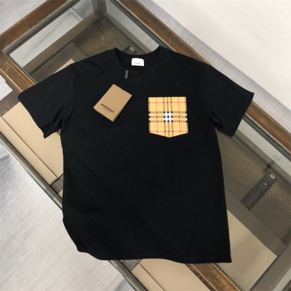 バーバリーtシャツハイブランドBurberry ホワイト ブラック2色 半袖 tシャツ コットン 着心地がよい tシャツ 上着 男女兼用人気 夏服 普段着