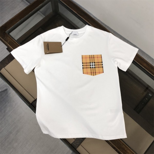 バーバリーtシャツハイブランドBurberry ホワイト ブラック2色 半袖 tシャツ コットン 着心地がよい tシャツ 上着 男女兼用人気 夏服 普段着