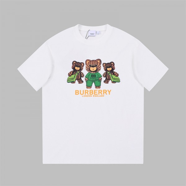 バーバリーブランドtシャツ かわいいクマ柄 ファッション tシャツ 丸首 半袖 tシャツ 上着 レディースメンズ人気 tシャツ オーバーサイズ ゆったり tシャツ 上着