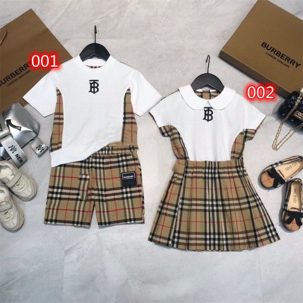 Burberry バーバリー 子供服ハイブランド コットン キッズ 半袖tシャツ 半パンツ ボーイ ガールズ 半スカート 上下セット 普段着 夏服