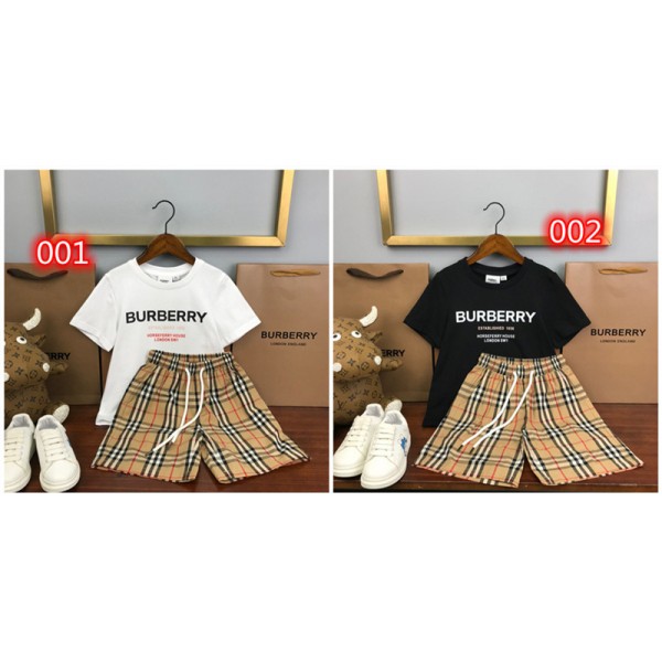 Burberry バーバリーtシャツハイブランド夏 子供服 2点セット ブランドtシャツオーバーサイズブランドtシャツ上着カジュアル韓国 パチモン tシャツ