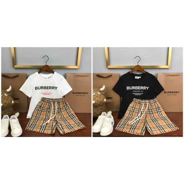 Burberry バーバリーtシャツハイブランド夏 子供服 2点セット ブランドtシャツオーバーサイズブランドtシャツ上着カジュアル韓国 パチモン tシャツ