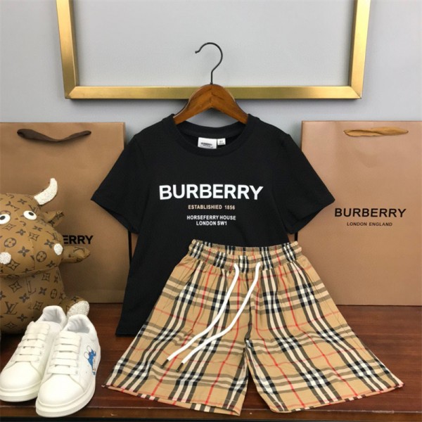 Burberry バーバリーtシャツハイブランド夏 子供服 2点セット ブランドtシャツオーバーサイズブランドtシャツ上着カジュアル韓国 パチモン tシャツ