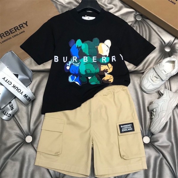 Burberry バーバリーブランド半袖tシャツブランド 子供服 上下セット 可愛い熊高品質ブランド 服 コピー 激安屋20代 30代40代tシャツ 激安パロディ