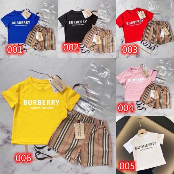 Burberry バーバリーハイブランド 子供服 セット 上下セット ｔシャツ パンツ 男女通用 tシャツ偽物レディースメンズ夏tシャツブランドかわいい韓国 パチモン tシャツTシャツカットソーペアカップル