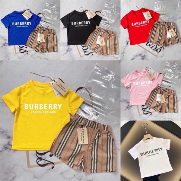 Burberry バーバリーハイブランド 子供服 セット 上下セット ｔシャツ パンツ 男女通用 tシャツ偽物レディースメンズ夏tシャツブランドかわいい韓国 パチモン tシャツTシャツカットソーペアカップル