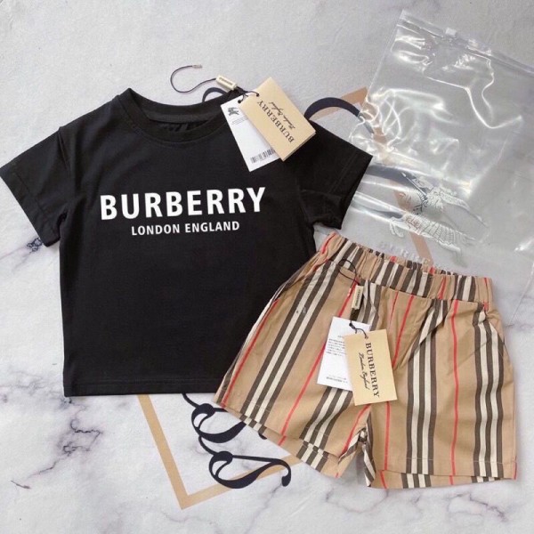 Burberry バーバリーハイブランド 子供服 セット 上下セット ｔシャツ パンツ 男女通用 tシャツ偽物レディースメンズ夏tシャツブランドかわいい韓国 パチモン tシャツTシャツカットソーペアカップル