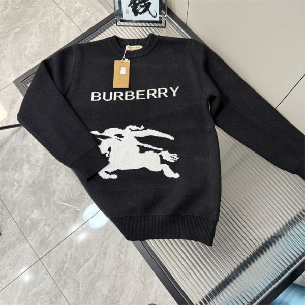 Burberry バーバリーブランドメンズ セーター 丸首 ニットセーターク 防寒 L - 4XL 暖かい 大きいサイズ 秋冬服 厚手 ニットセーターク 人気 ストライプ カラーコンビネーション トップス ップス シンプル カジュアル ゆったり おしゃれ セーター