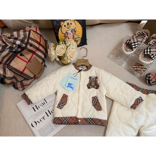 Burberry バーバリーブランドベビーダウンジャケット ダウンパンツ服 中綿コート上下セット2点セットセットアップ 66-120cm キッズダウンコート中綿ジャケットアウター男の子女の子防寒着赤ちゃんボーイズジュニアカジュアル長袖厚手防寒秋冬
