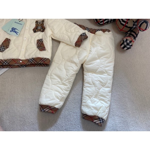 Burberry バーバリーブランドベビーダウンジャケット ダウンパンツ服 中綿コート上下セット2点セットセットアップ 66-120cm キッズダウンコート中綿ジャケットアウター男の子女の子防寒着赤ちゃんボーイズジュニアカジュアル長袖厚手防寒秋冬
