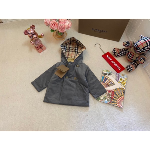 Burberryベビー服 バーバリーハイブランド子供服 綿服 中綿コート フード付き 防寒 ダウンジャケット 73-80-90-100cm パーカー ロング丈 秋冬 キッズ ベンチコート ゆったり 通学 厚手 ブルゾン 可愛