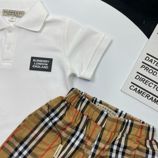 Burberry バーバリーブランド子供 ポロシャツ トップス 半袖Ｔシャツ ショートパンツ デニム ハーフパンツ 短パン 夏服 キッズ服 普段着 快適 カジュアル 通園 90-160CM 通学 お出かけ 襟付き 半袖 かっこいい フォーマル 上下セット