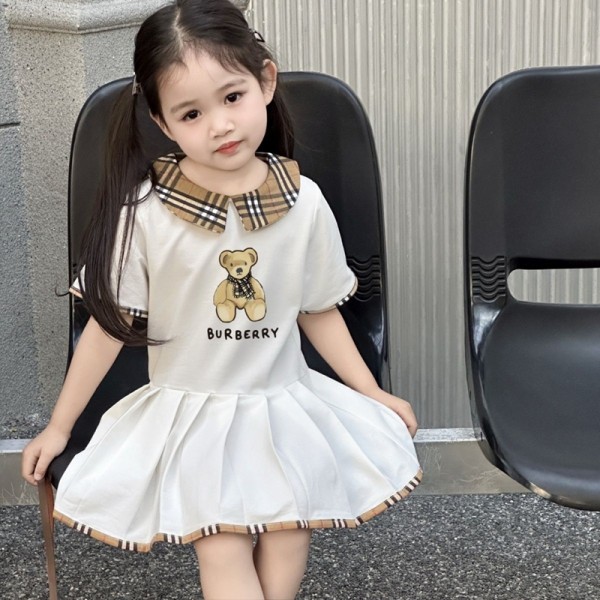 Burberry バーバリーブランド子供服 チェック柄 くまプリント キッズ半袖ワンピース&半袖シャツショートパンツ 男の子 女の子 兄弟姉妹お揃い服 夏服 100-160cm