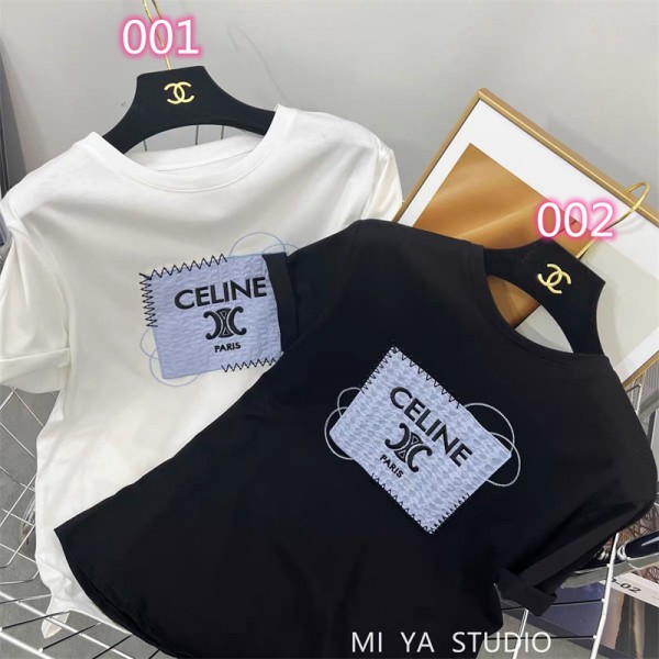 セリーヌブランドｔシャツ シンプル コットン柔らかい 半袖 tシャツ Celine スタイリッシュレディースメンズ 人気 着心地抜群 Tシャツ 上着 トップス