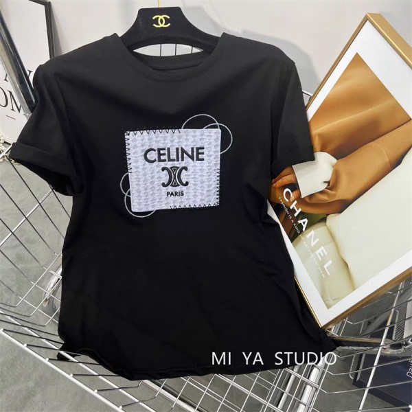 セリーヌブランドｔシャツ シンプル コットン柔らかい 半袖 tシャツ Celine スタイリッシュレディースメンズ 人気 着心地抜群 Tシャツ 上着 トップス