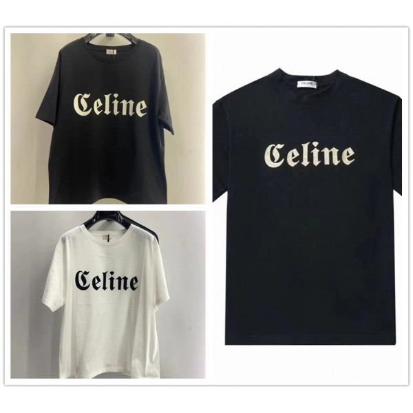 セリーヌブランドtシャツCeline ドロップショルダー  春夏 tシャツレディースメンズ 半袖 tシャツ コットン 肌に優しい tシャツ トップス