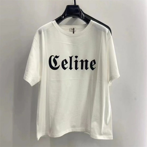 セリーヌブランドtシャツCeline ドロップショルダー  春夏 tシャツレディースメンズ 半袖 tシャツ コットン 肌に優しい tシャツ トップス