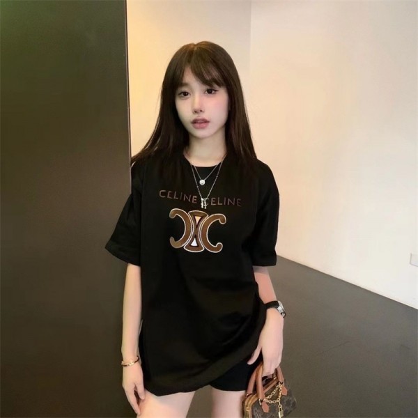 CELINE セリーヌブランド半袖tシャツカットソー コピー 韓国風 ブランド夏tシャツ上着カジュアルTシャツカットソーペアカップル大人の上質Tシャツ S¬2XL