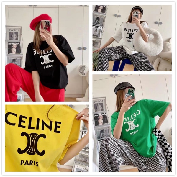 CELINE セリーヌブランドtシャツカットソー コピー夏tシャツブランドかわいいハイブランド半袖tシャツ男女兼用Tシャツカットソーペアカップル