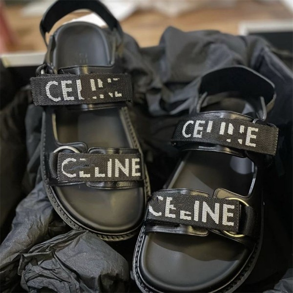 CELINE セリーヌブランド サンダル スポーツ 歩きやすい 履きやすい 厚底 ヒール マジック テープ スポサン アウトドア おしゃれ ホワイト ブラック 春 夏 レディース 230¬255cm