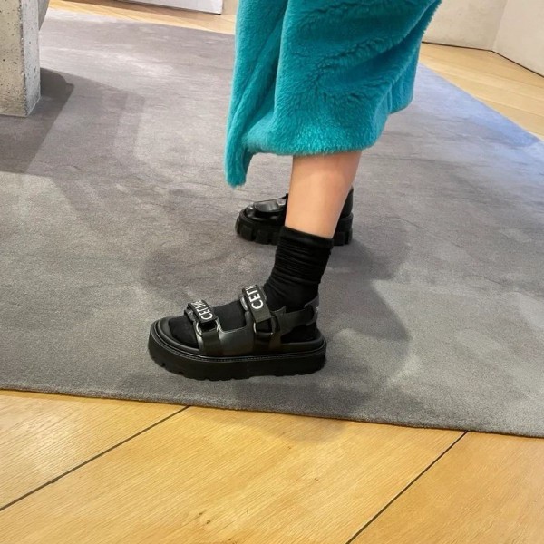CELINE セリーヌブランド サンダル スポーツ 歩きやすい 履きやすい 厚底 ヒール マジック テープ スポサン アウトドア おしゃれ ホワイト ブラック 春 夏 レディース 230¬255cm