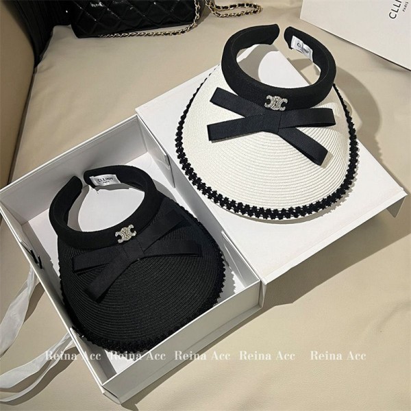 CELINE セリーヌハイブランドサンバイザー レディース つば広 バイザー 帽子 麦わら UVカット ネックカバー あご紐付き 吸汗速乾 小顔効果 テニス ゴルフ スポーツ アウトドア