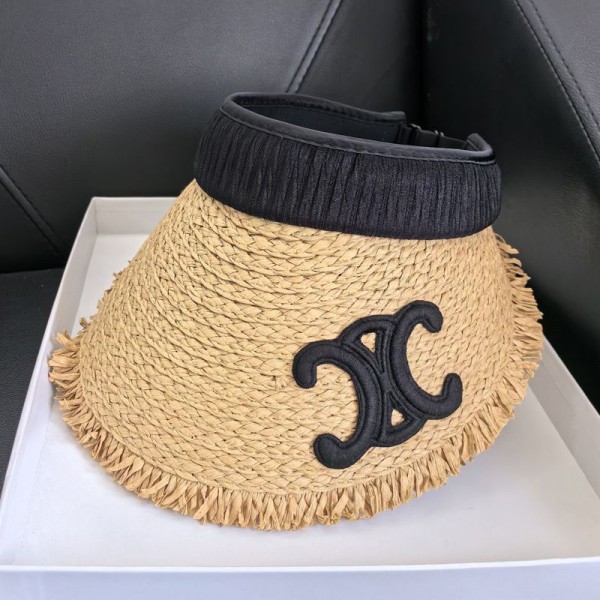 CELINE セリーヌブランドサンバイザー レディース サンハット 麦わら UVカット 紫外線対策 日除け帽子 春夏 つば広 小顔効果 飛ばない アウトドア 吸汗速乾 軽量 テニス ゴルフ スポーツ 自動車