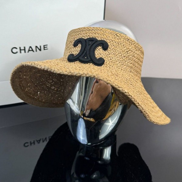 CELINE セリーヌサンハット ハイブランド 収納に 便利な折りたたみ帽子 ストローハット 日除け帽子 サンバイザー 麦わら つば広い帽 暑さ日焼け対策に