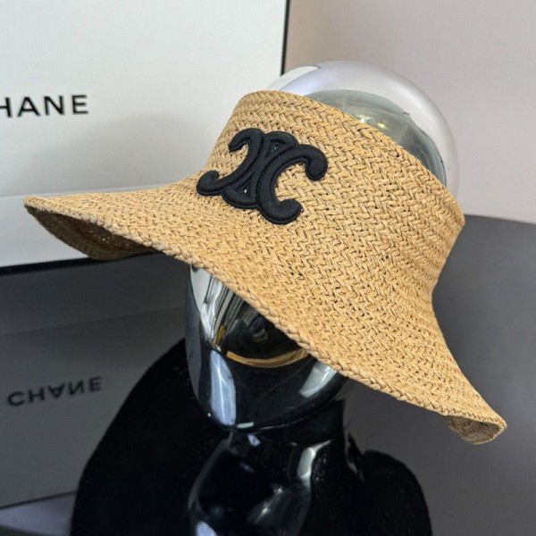 CELINE セリーヌサンハット ハイブランド 収納に 便利な折りたたみ帽子 ストローハット 日除け帽子 サンバイザー 麦わら つば広い帽 暑さ日焼け対策に