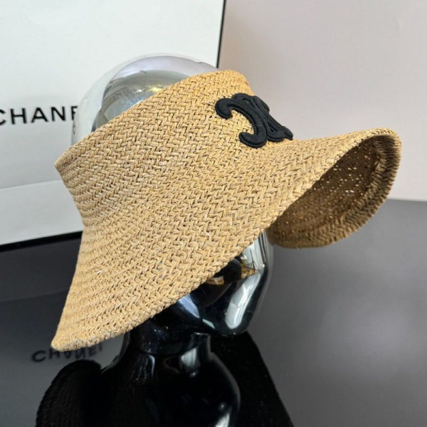 CELINE セリーヌサンハット ハイブランド 収納に 便利な折りたたみ帽子 ストローハット 日除け帽子 サンバイザー 麦わら つば広い帽 暑さ日焼け対策に