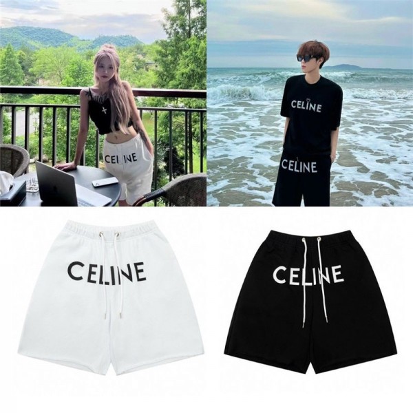 セリーヌハーフパンツ メンズ 冷感 ブランドCeline ドライパンツ 5分丈 接触冷感 クロップドパンツ UVカット 薄手 速乾 涼しい 調整紐 部屋着 おしゃれ 夏服 M - 4XL