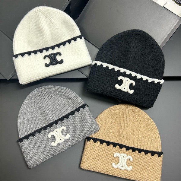 CELINE セリーヌハイブランドニット帽 ニットワッチ メンズ ビーニー帽子 イスラム帽 ショートワッチキャップ レトロ レディースコットンニット 春秋冬 大きめ 伸縮 ニットキャップ
