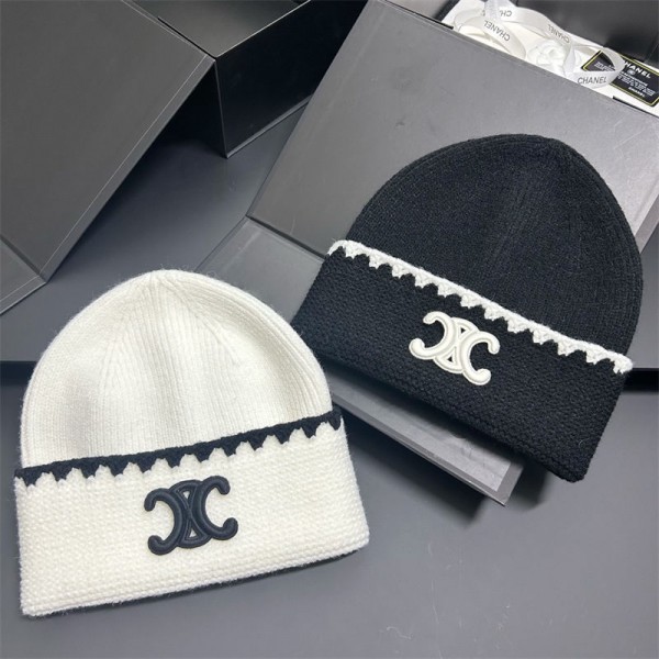 CELINE セリーヌハイブランドニット帽 ニットワッチ メンズ ビーニー帽子 イスラム帽 ショートワッチキャップ レトロ レディースコットンニット 春秋冬 大きめ 伸縮 ニットキャップ
