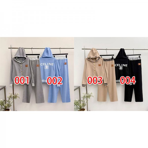 CELINE セリーヌブランドセットアップ 2点 ニット レディース S - 2XL カーディガン ロングパンツ スリット カットソー ゆったり 大きいサイズ 春秋冬 大人 きれいめ 美脚  オフィス 通勤 部屋着 スポーツ