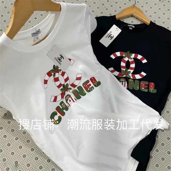 シャネルブランド tシャツ 子供tシャツ 親子tシャツファッション潮流 半袖 tシャツ 高品質 コットン 肌に優しい tシャツ 親子服 キッズ レディースメンズ カジュアル tシャツ