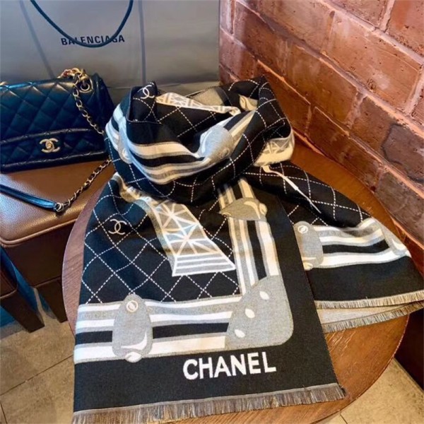 シャネル マフラーハイブランド Chanel 厚手 冬適用 偽物カシミャ ショール レディース おしゃれ 上品 美品アイテム スカーフ ストール