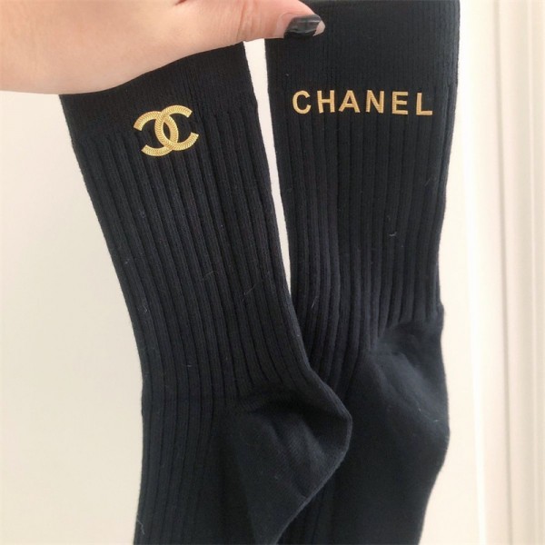 シャネル ソックス靴下 5点セットブランド CHANEL コットン ソフト 通気性よい ストッキング 女性 秋冬 弾力性がよい 防臭 抗菌 ソックス