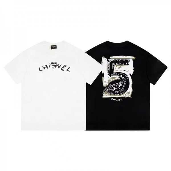 シャネルｔシャツハイブランドCHANEL レディースメンズ 半袖tシャツ 丸首 コットン 着心地がよい tシャツ トップス オーバーサイズ ゆったり 上着