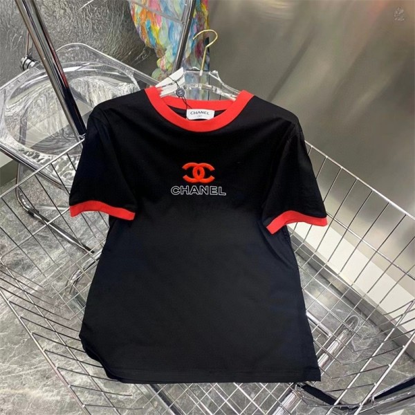 シャネル tシャツハイブランドchanel レディース 半袖 tシャツ 春夏 コットン 肌に優しい 吸汗 tシャツ トップス