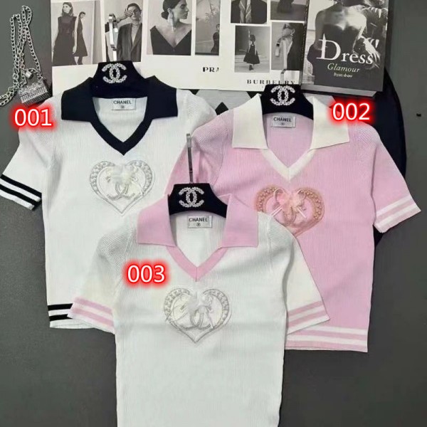 シャネルブランドtシャツChanel レディース ニット ポロtシャツ POLO 涼しい 着心地がよい 快適 tシャツ トップス 普段着