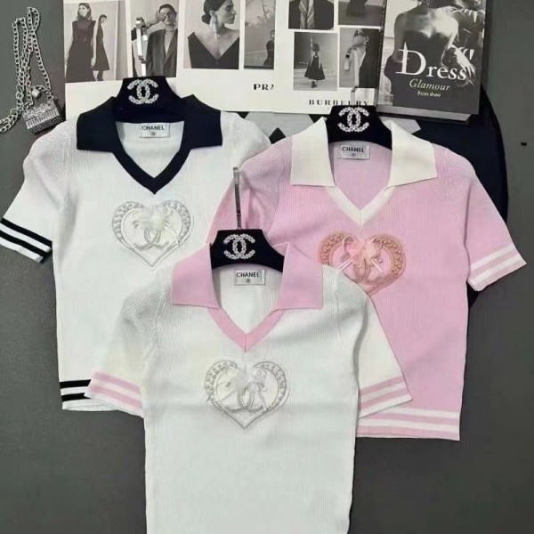 シャネルブランドtシャツChanel レディース ニット ポロtシャツ POLO 涼しい 着心地がよい 快適 tシャツ トップス 普段着