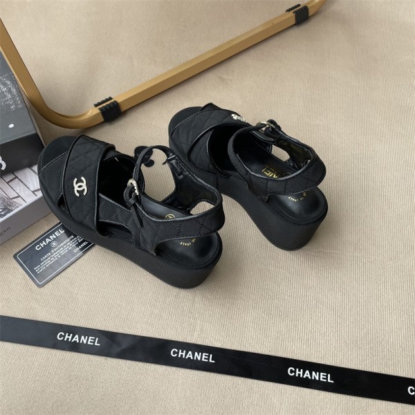 Chanel シャネル サンダル 厚底 白黒 シンプル 人気 ファション