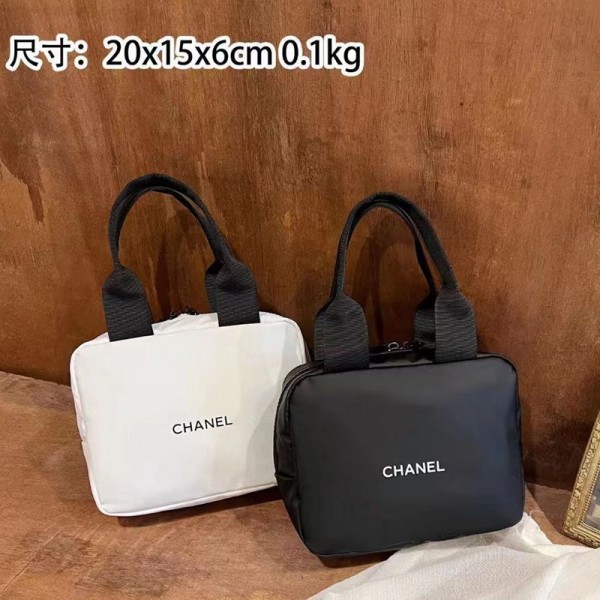 Chanel シャネルハイブランド化粧品バッグ 白黒 大容量 旅行ブランドショルダーバッグ女性斜め掛けカバンハイブランドレディースメンズバッグブランドカジュアル