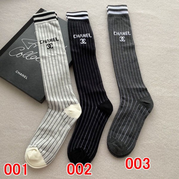 シャネル 靴下 レディース【抗菌 防臭 吸汗 綿】CHANEL ブランド ハイソックス 室内 かわいい 綿ソックス アウトドアソックス カジュアル スットキング オシャレ オールシーズン クルー丈